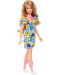 Кукла Barbie Fashionistas - С жълто-синя рокля на цветя - 1t